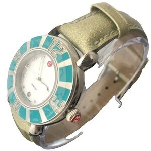 Michele Coral Turquoise 43 Diamonds Watch MW14B01F6025 SS Sapphire Crystal Swiss